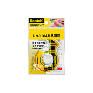 【10個セット】 3M Scotch スコッチ 透明両面テープ小巻 12mm ディスペンサー付 3M-W-12X10 /l