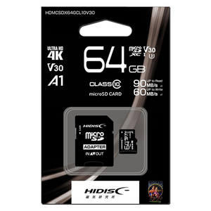 【5個セット】 HIDISC 超高速microSDXCカード 64GB CLASS10 UHS-I Speed class3， A1対応 HDMCSDX64GCL10V30X5 /l