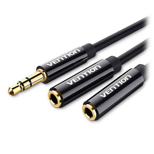 【10個セット】 VENTION 3.5mm Male to 2×3.5mm Female Stereo Splitterケーブル 0.3m Black ABS Type BB-5114X10 /l