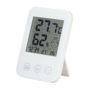 YAZAWA 熱中症・インフルエンザ警報付きデジタル温湿度計 ホワイト DO05WH /l