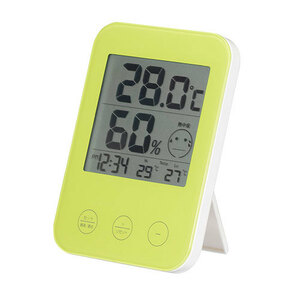 YAZAWA 熱中症・インフルエンザ警報付きデジタル温湿度計 グリーン DO05GR /l