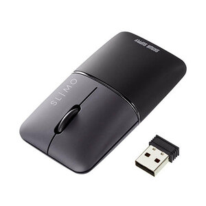 まとめ得 サンワサプライ 静音ワイヤレスブルーLEDマウス SLIMO (充電式・USB A) MA-WBS310BK x [2個] /l
