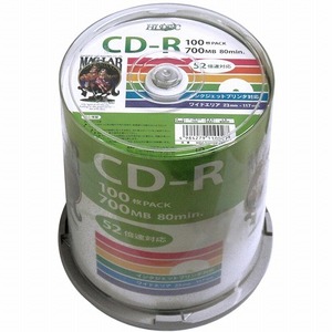 HI DISC CD-R 700MB 100枚スピンドル データ用 52倍速対応 白ワイドプリンタブル HDCR80GP100 /l