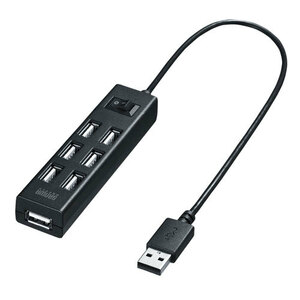 まとめ得 サンワサプライ USB2.0ハブ(7ポート・ブラック) USB-2H702BKN x [2個] /l