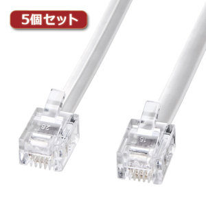 5個セット サンワサプライ モジュラーケーブル(白) TEL-N1-20N2X5 /l