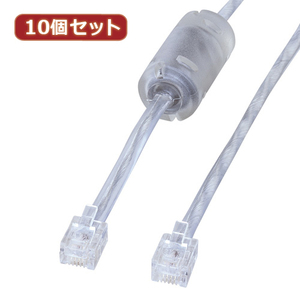 10個セット サンワサプライ コア付シールドツイストモジュラーケーブル TEL-FST-05N2 TEL-FST-05N2X10 /l