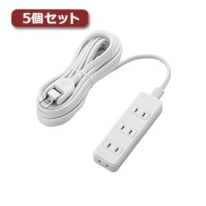 5個セットエレコム 電源タップ(雷ガード・ほこりシャッター) T-KST02-22450WH T-KST02-22450WHX5 /l