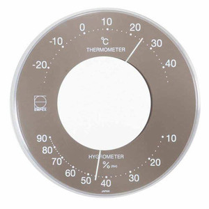EMPEX 温度・湿度計 セレナカラー 丸型 置き掛け兼用 LV-4357 グレー /l