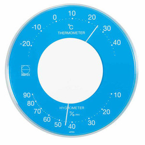 EMPEX 温度・湿度計 セレナカラー 丸型 置き掛け兼用 LV-4356 ブルー /l