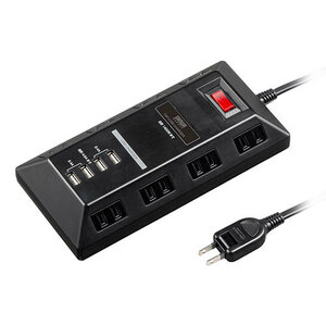 サンワサプライ USB充電ポート付きタップ 平型 ブラック TAP-B109U-3BKN /l