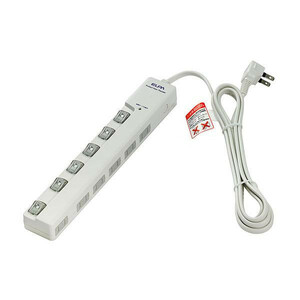 ELPA(エルパ) 耐雷サージ LEDランプ スイッチ付タップ(横差し) 2m 6個口 ホワイト WLS-LY620MB(W) /a