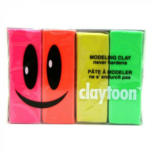 MODELING CLAY(モデリングクレイ)　claytoon(クレイトーン)　カラー油粘土　4色組(ネオン)　1Pound　3個セット /a