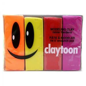 MODELING CLAY(モデリングクレイ)　claytoon(クレイトーン)　カラー油粘土　4色組(ホット)　1Pound　3個セット /a