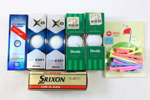 管121318/1円から〜/ゴルフボール　まとめ/6点セット/Golf Tees 付き/MIZUNO&Willson Staff(１個欠品あり)&SRIXON&Lillywhites