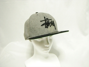 【YPJ450】良品★STUSSY×NEW ERA ステューシー ニューエラ ベースボールキャップ 7 3/8 58.7cm ロゴ刺繍 ウール