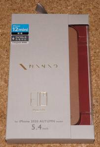 ★新品★ELECOM iPhone12mini レザーケース MINIO ソフトテラコッタ×ワインレッド