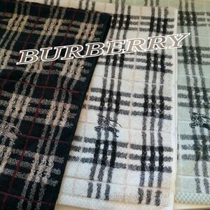 ♪【新品未使用 レアカラー】BURBERRY フェイスタオル3枚セット♪