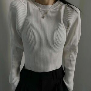 　AMERI HIGH TENSION SHOULDER KNIT TOP