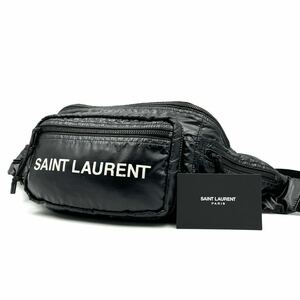 《極美品》現行モデル SAINT LAURENT サンローラン メンズ ヌックス ナイロン ボディバッグ ウエストポーチ 斜め掛け ブラック