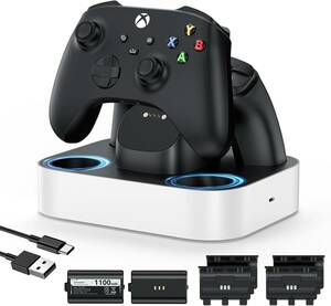 NEWDERY Xbox用 コントローラー 充電器 Xbox Series X/S用 バッテリー Xbox One用 コントローラー 充電スタンド 2セット1100mAh 交換用 