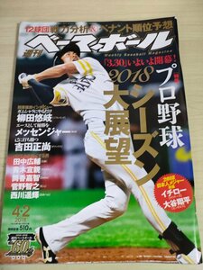 週刊ベースボール 2018.4 No.15 柳田悠岐/吉田正尚/メッセンジャー/田中広輔/青木宣親/筒香嘉智/管野智之/西川遥輝/プロ野球/雑誌/B3225352