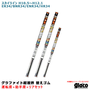 ガラコワイパー 超視界 替えゴム 車種別セット スカイライン H10.5～H12.1 ER34/BNR34/ENR34/HR34 運転席+助手席+リア ソフト99