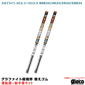 ガラコワイパー グラファイト超視界 替えゴム 車種別セット スカイライン H12.1～H13.5 BNR34/HR34/ER34/ENR34 運転席+助手席 ソフト99