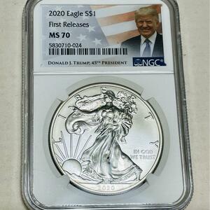 【トランプ シルバーイーグル 銀貨 2020 】アメリカ NGC MS70 ファーストリリース 45代大統領 eagle 45th President 米国