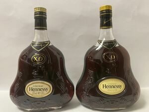 Hennessy ヘネシー XO 金キャップ クリアボトル コニャック ブランデー 1000ml 40%古酒 2本セット