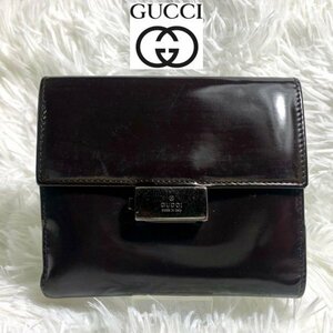 レア♪ グッチＧＵＣＣＩ本革レザー インターロック♪　折財布　札入れカード入れ小銭入れ　茶　メンズレディース GUCCI　♪