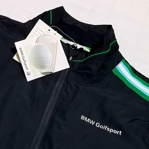 【未使用】◎ BMW Golfsport / 長袖 ワンポイントロゴ レインジャケット ポーチ付き　SIZE： M　ブラック