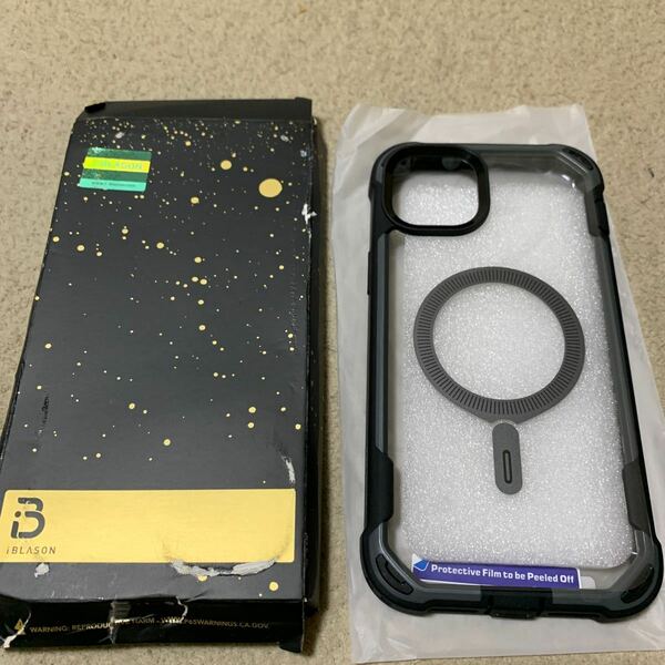 512t1115☆ i-BLASON iPhone 15 Plus 用 ケース マグネット搭載 背面透明 磁気ケース 2023 液晶保護フィルム付き 全面保護 