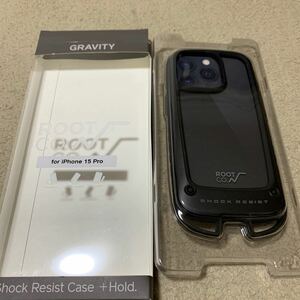 512t1622☆ ROOT CO.】[iPhone15Pro専用]GRAVITY Shock Resist Case +Hold.(ブラック)