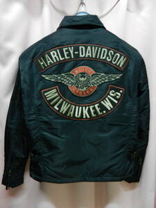 Harley-Davidson　ハーレー　ナイロンジャケット　中綿入り　サイズL　黒　背面刺繍ワッペン