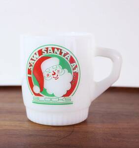 【定形外 送料無料】美品! ★ ファイヤーキング リブボトム I saw SANTA at BLOCK'S サンタクロース アドマグ マグカップ クリスマス マグ