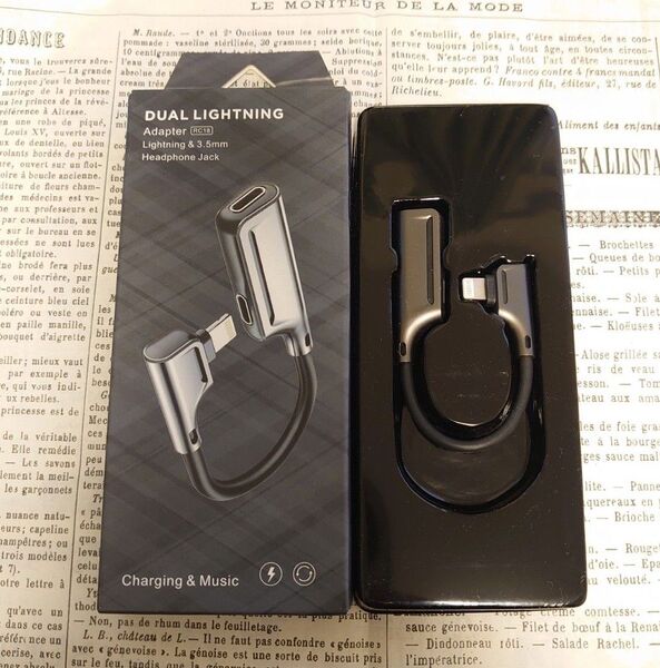 iPhone イヤホン 変換ケーブル L型DUAL LIGHTNING