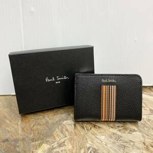 送料無料h55173 Paul Smith ポールスミス コインケース レザー シグネチャー ストライプ 二つ折り財布 未使用品