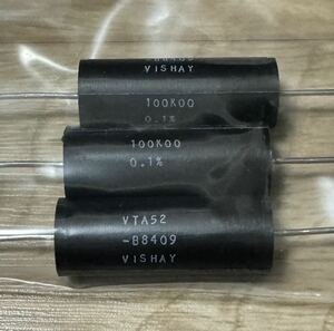 VISHAY foil resistor VTA52 3個 100kΩスピーカーステレオ電子部品デバイス箔抵抗ハーメチック真空管無誘導音響サウンドアンプ