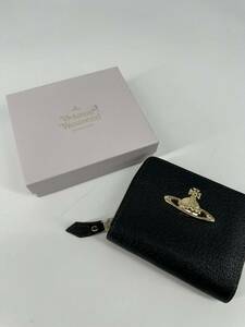 希少/美品/vivienne westwood/レザー オーブ ラウンドジップ 二つ折り財布/黒/ヴィヴィアンウエストウッド/ウォレット 本革 長財布