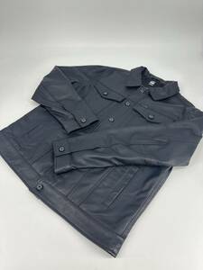 希少/美品/G-STAR RAW/シープレザー Gジャン/ダークネイビー/XL/ジースターロウ/羊革トラックジャケット ブルゾン アウター ラム