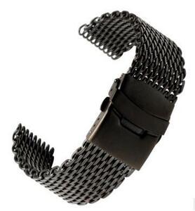 【新品】 20 mm シャーク メッシュ ブレス ベルト ステンレス ブラック 黒 時計 腕時計 リスト ブレスレット オメガ ダイバー ウォッチ