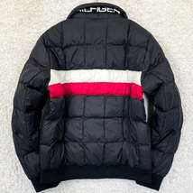 【TOMMY HILFIGER】ナイロン100％ キルティングジャケット ブルゾン 中綿 ボーダー 裏地柄 黒/ブラック M相当 トミーヒルフィガー_画像4