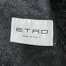 美品【ETRO】洗練された着こなし◎本革ムートン (羊革) レザージャケット ブルゾン ボア 背面一部ペイズリー 黒/ブラックー M〜L エトロ_画像9