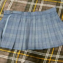 1円 〜 制服 グレー・青・緑 チェック柄 マイクロミニスカート W72 丈27 冬用 大きいサイズ_画像3