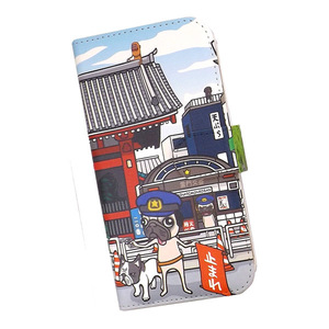 Redmi Note 11 Pro 5G　スマホケース 手帳型 プリントケース けいすけ 東京 雷門 パグ フレンチブルドッグ ポリス 警察