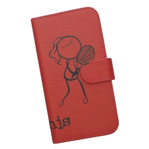 Redmi Note 11 Pro 5G　スマホケース 手帳型 テニス 庭球 スポーツ モノトーン 棒人間 レッド