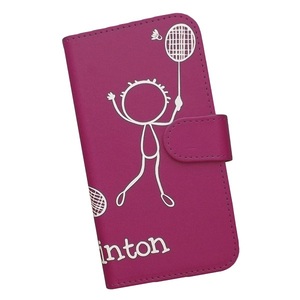 Redmi Note 11 Pro 5G　スマホケース 手帳型 バドミントン 羽球 スポーツ モノトーン 棒人間 ピンク