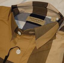 BURBERRY REGULAR HALF SHIRT 半袖シャツ サイズS キャメル メガチェック_画像3