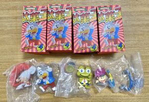 【未使用】駄菓子キャラクター マスコット 全4種セット ガチャ ガチャ　うまい棒 よっちゃん カエルのおまわりさん タラタラしてんじゃーよ