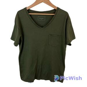 SOPHNET ソフネット　men's メンズ　Vネック　ポケット　tシャツ size:S collar:グリーン系（カーキ）